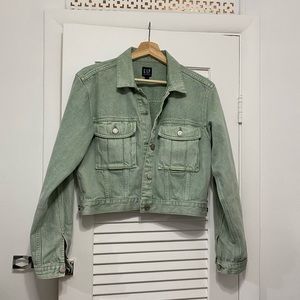 Gap cropped denim jacket in acid wash green - size Small